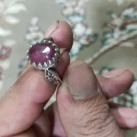 انگشتر یاقوت قرمز با رکاب نقره و عقیق با هم|جواهرات|نجف‌آباد, حومه نجف آباد|دیوار