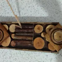 استند جا شمعی و عود چوبی دست ساز