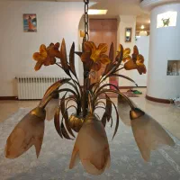 یک جفت لوستر شش شاخه فلزی کریستالی|لوستر و چراغ آویز|تهران, پونک|دیوار