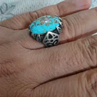 انگشتر فیروزه نیشابور با رکاب نقره