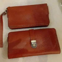 کیف پول و موبایل دست دوز با چرم بزی ، برای هدیه