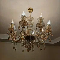 لوستر ۸شعله همراه چراغ دیواری کریستال