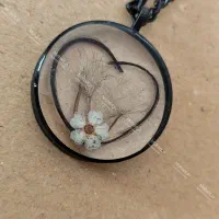 گردنبند مو یار قلب با قاصدک رزینی