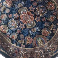 فرش گرد دست بافت گونه ابریشم ماشینی