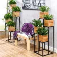 استند گلدان گل فلزی چوبی مینیمال|گل و گیاه طبیعی|اهواز, زیباشهر|دیوار