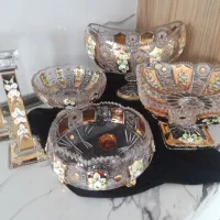 چند ظرف کریستال چک طلاکوب آلیش و بوهمیا