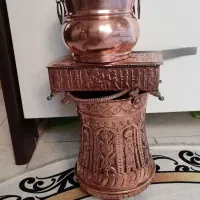 سطل زباله مسی و جا دستمال کاغذی به همراه گلدان مسی