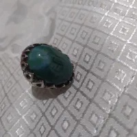 انگشتر عقیق سبز خراسان نقره و رکاب دور اشکی|جواهرات|آستانه اشرفیه, |دیوار