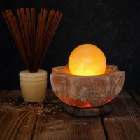 آباژور سنگ نمک کاسه دار تک گوی /مناسب اتاق خواب