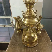 باسلام.ست سماوربرنزاصل.ومقدار لوازم مسی قدیمی واصل