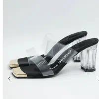 صندل شیشه ای یا طلقی پاشنه نگین 8 سانت.سایز 37.8
