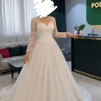 لباس عروس با شنل دانتل ژپون شماره۵