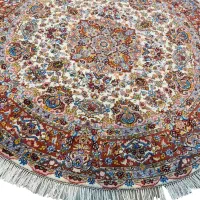 فرش دستباف دایرهای طرح تبریز زمینه کرم