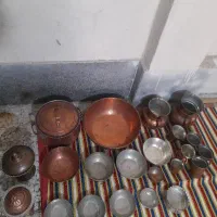 ظروف کاملا مسی پارچ ولیوان کاسه و قابلمه و قنددان