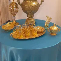 سماور و قوری برنجی و سرویس سیلور ترک