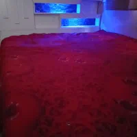 تخت خواب همراه با تشک وروتختی و یه جفت روبالشت