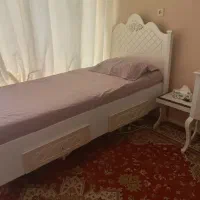 تختخواب یکنفره صدفی با میز آرایش و روتختی|تخت و سرویس خواب|تهران, شادمان|دیوار