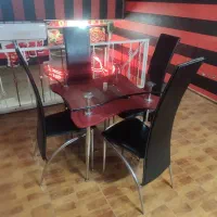 میز ناهار خوری چهار نفره چرم و استیل|میز و صندلی غذاخوری|شهرضا, |دیوار