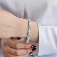 دستبند نقره کارتیه یک در میان نگین دار روکش طلا|بدلیجات|تبریز, |دیوار