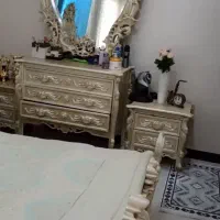 سرویس کامل تخت دونفره در حد نو  منبت کاری چوب هستش|تخت و سرویس خواب|قرچک, باقرآباد|دیوار