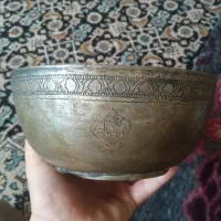 کاسه مسی زمان قاجار و چراغ موشی بسیار قدیمی