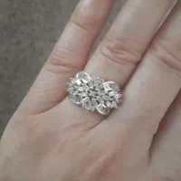 انگشتر جواهر نما  نقره  ۹۲۵با ابکاری طلا