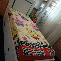 تخت یک نفره کشو دار بدون تشک با بوفه