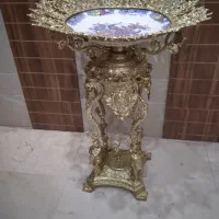 کنار سالنی میوه خوری برنجی برنز بابشقاب چینی قدیمی|ظروف سرو و پذیرایی|تهران, دریاچه شهدای خلیج فارس|دیوار