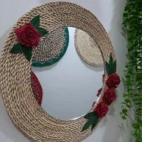آینه حصیری دور گل