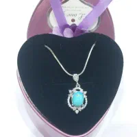 آویز گردنی نقره زنونه نگینهای فیروزه و معدنی
