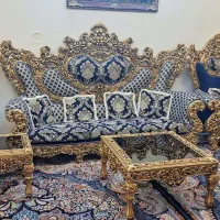 مبل ۹نفره باچهار عددمیز و۶عددکوسن ویک جلومبلی|مبلمان خانگی و میز عسلی|باقرشهر, |دیوار