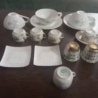 فنجان نعلبکی عتیقه تمام ظروف قدیمی سفال میبد|کلکسیون اشیاء عتیقه|هشتگرد, شهرک ارم غربی|دیوار