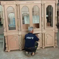 کتابخانه چوبی شیشه دار کلاسیک مبلمان اداری