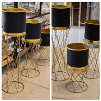 استند طلایی پایه گلدان فلزی طلائی شفلرا بامبو کوزه