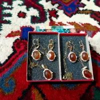 نیم ست طلاروس عقیق یمن اصل