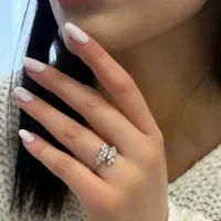 انگشتر طرح برگ دوطرفه نقره اصلی کد ۳۰