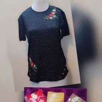 تیشرت نخی گلدوزی شده.تیشرت مروارید دوزی