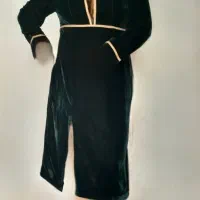 لباس مجلسی مخمل سبز پولداری