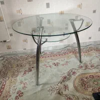 میز شیشه ای گرد دو طبقه