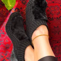 پاپوش طرح گیوه کف چرمی رویه مخمل