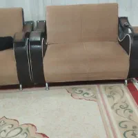 مبل نیمه استیل دسته چوبی