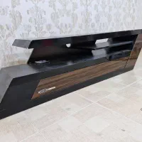 میز تلویزیون مدرن هایگلس (ترکیب مشکی و طرح چوب)|میز تلویزیون|گرگان, |دیوار