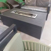 مبلمان فلزی باغی به همراه میز اتشدان وسایبان