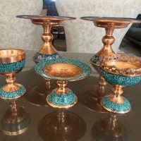ظروف مس فیروزه کاری شده کادویی خاتم کاری مینا کاری