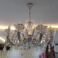 لوستر ۸ شاخه وارداتی، کریستال چک و بدنه کروم خالص