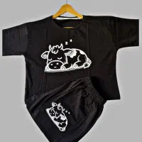 ست کراپ شرتک طرح گاو