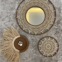 دیوارکوب و آینه ماندلا و رافیا