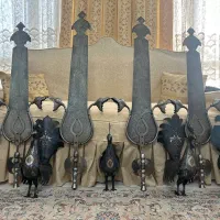 دو جفت تیغه علامت دو جفت حیوان علم طلا نقره کوب