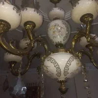 لوستر پنج شاخه دوبل برنج و چینی