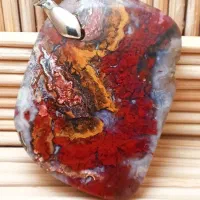 گردنبند سنگ عقیق شجر پاییزی  چند رنگ. .عتیقه.